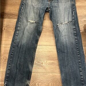 RSQ Blue Straight Jeans with Distressed Details